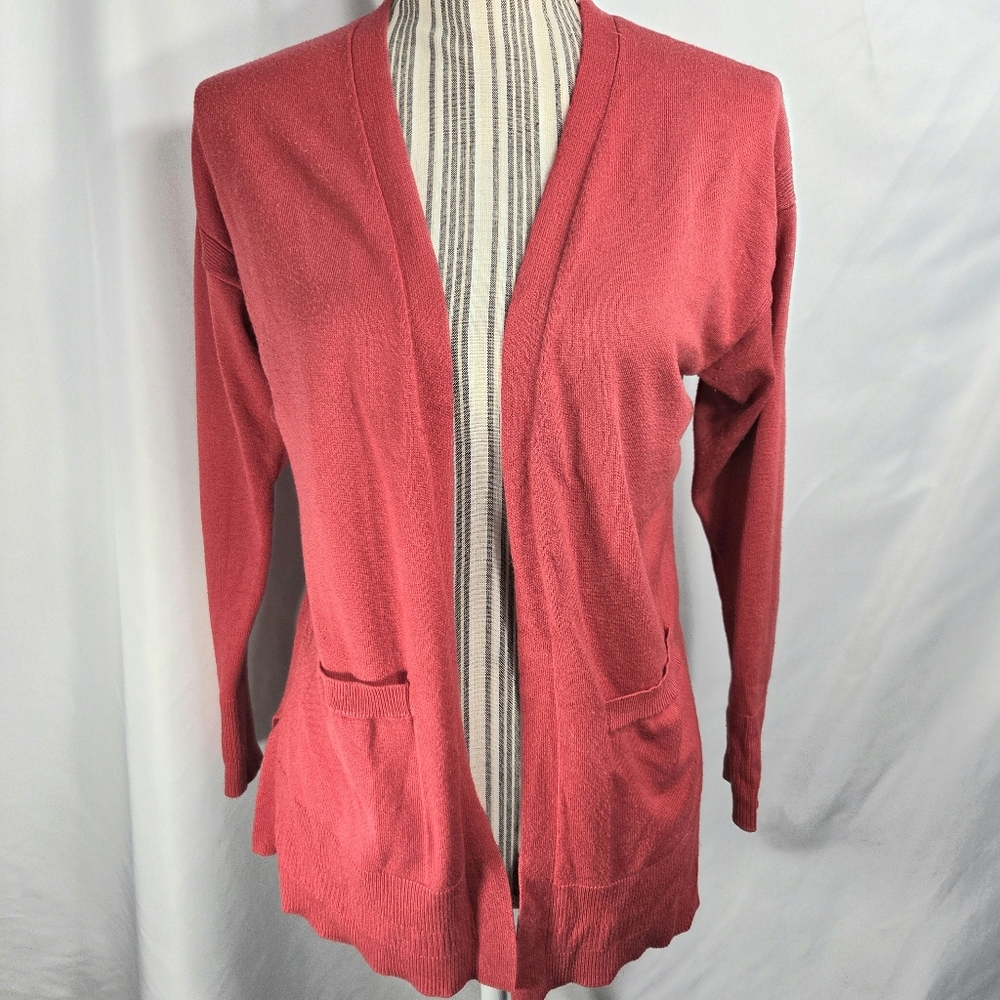 No Boundaries Red Long Sleeve Open Front Cardigan w/Pockets  Size Small